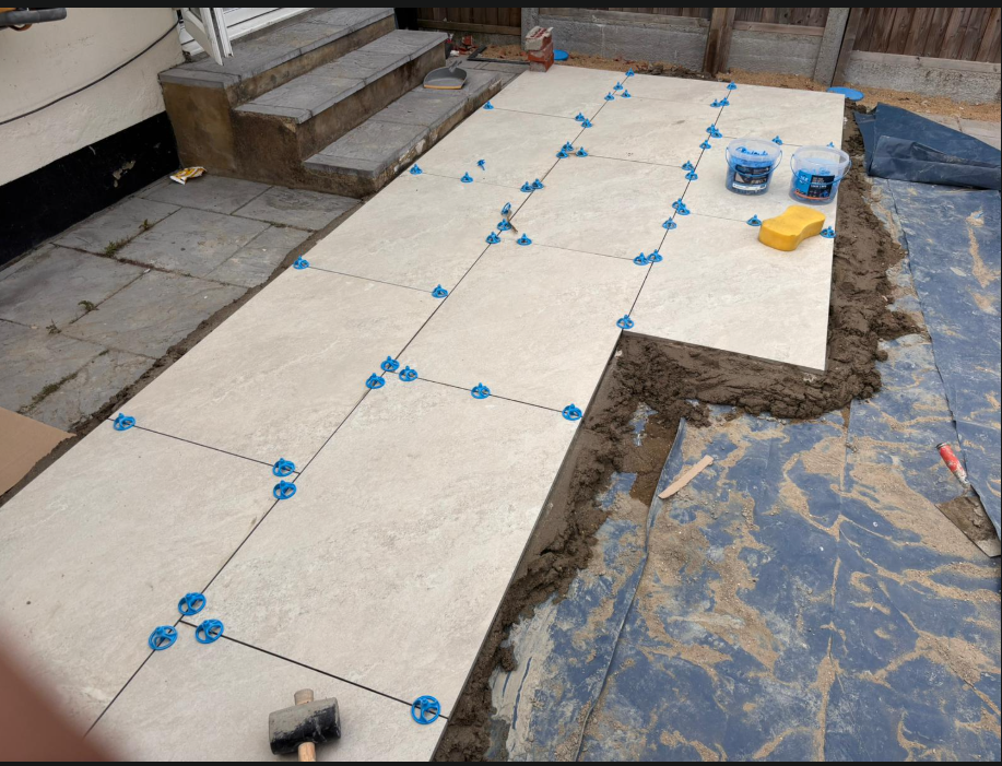 During — porcelain tiles laid