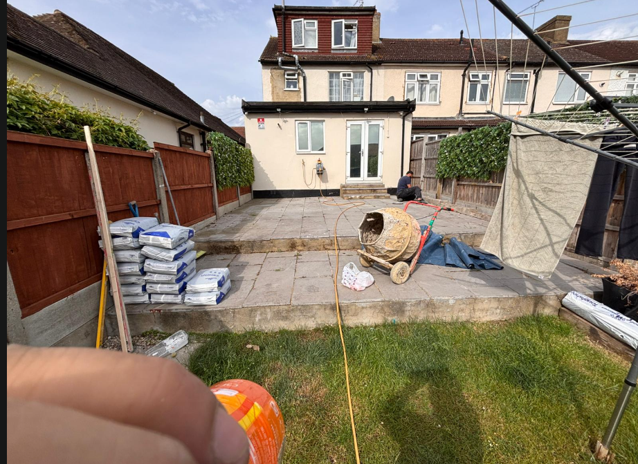 Before — old patio prepped