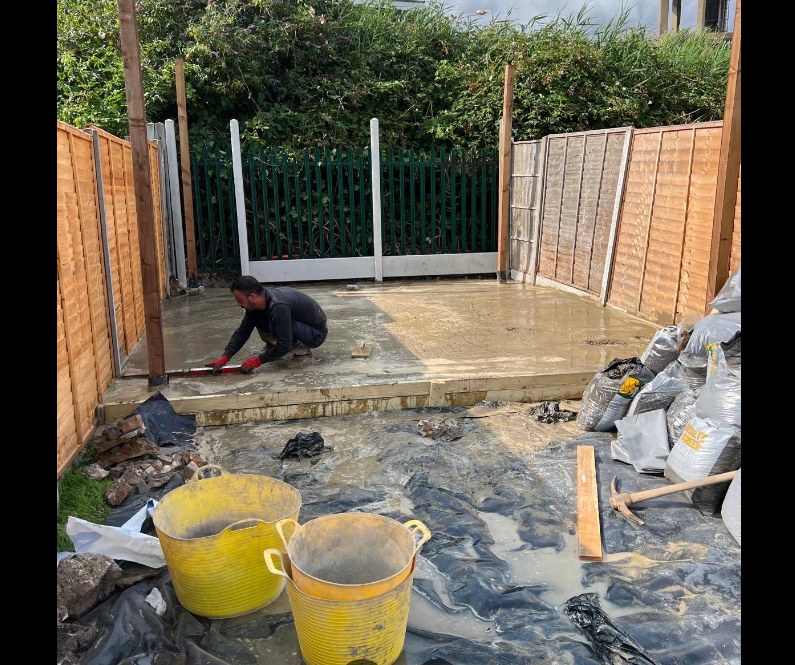 Concrete base laid for garden room foundation